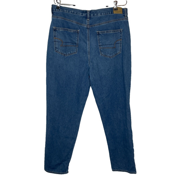 Women's 14 American Eagle Blue Straight Leg Cotton Blend Mom Jeans - Picture 3 of 5